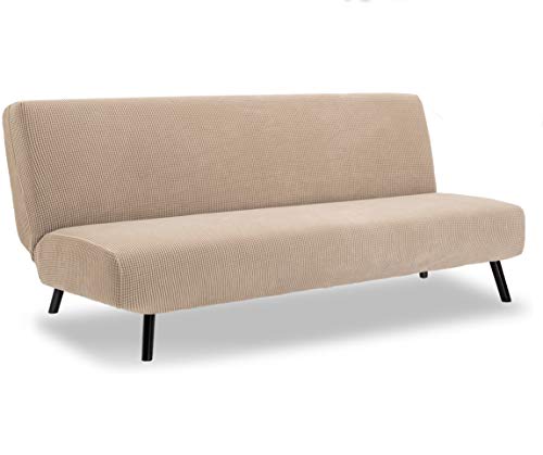 TIANSHU Sofabezug ohne armlehnen 3 sitzer,Spandex Couchbezug ohne armlehne Elastischer Antirutsch Stretchhusse Weich Stoff(Ohne armlehnen,Schwarz)