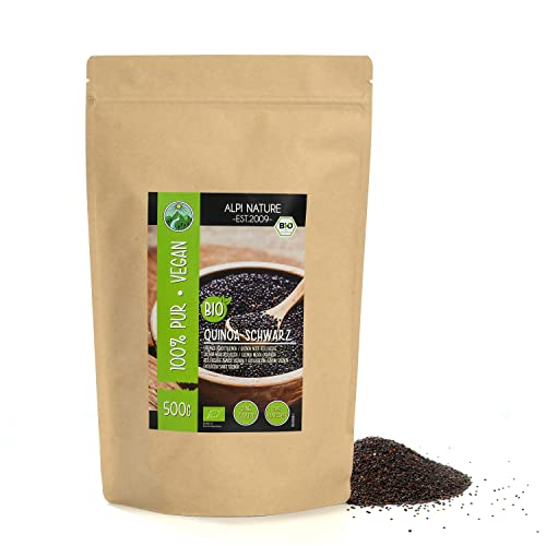 BIO Quinoa schwarz (500g), schwarze Quinoa Bio aus kontrolliert biologischem Anbau, glutenfrei, laktosefrei, laborgeprüft, vegan, 100% naturrein ohne Zusätze
