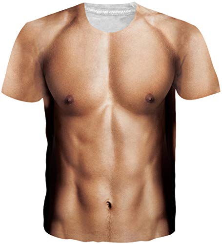Loveternal Unisex 3D Hässliche T-Shirt Casual Ugly Abs Tee Shirt Sommer Kurzarm Muskel Shirt Tops 3XL