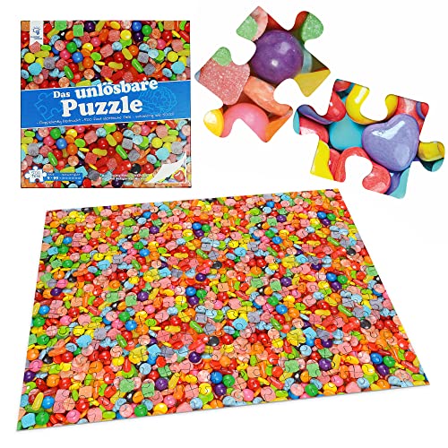 Gadget Storm Unlösbares Puzzle | Bonbons 2-in-1 Motiv | 500 Teile - wie 1000 Teile schwer, da beidseitig Bedruckt | Das unmögliche Puzzle, Schwere Puzzle für Erwachsene, Unmögliches Puzzle