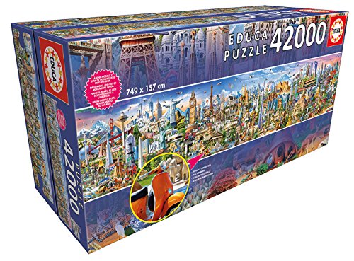 Educa 17570, Einmal um die Welt, 42000 Teile Puzzle für Erwachsene und Kinder ab 14 Jahren, Weltreise